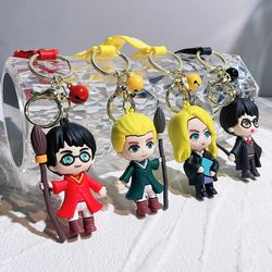 Harries Movie&TV Hot 3D PVC Keychain Potters Toy Dobby Hermione Malfoy Ron Weasley Snape Action Figure Party Key For Gif