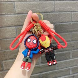 New Creative Avengers Spider Man Iron Man Keychain Cartoon Bag Hanger Children's Personalized Keychain Ring