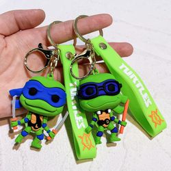 Anime Ninja Turtles Keychain Cartoon Key Chain Cool Car Key Ring Accessories Bag Pendant for Kids Adults Birthday Gift W