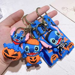 Disney Cartoon Anime Lilo and Stitch Pendant Keychains Holder Car Key Chain Key Ring Mobile Phone Bag Hanging Jewelry Gi