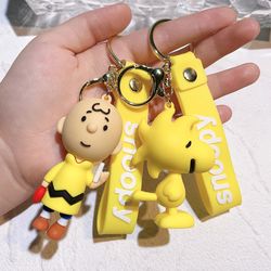 Anime Snoopy Charlie Keychain Cartoon Doll Bag Pendant Pvc Car Key Chain Decoration Key Ring Couple Accessories Birthday