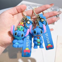 Cute Stitch Silica Gel Keychains Cartoon Lilo & Stitch Anime Keyholder Disney Pendant Keyrings for Bag Hanging Jewelry G