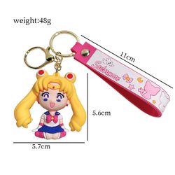 Kawaii Anime Cartoon Sailor Moon Keychain Cute Cat Doll Pendant Car Key Ring Schoolbag Decoration Jewelry Gifts for Frie