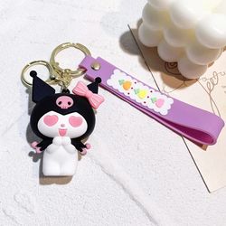 Anime Sanrio Hello Kitty Figures Keychain Kuromi My Melody Action Figural Model PVC Key Ring Cinnamoroll Figurine Birthd