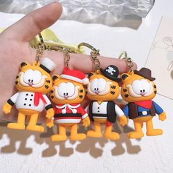 Cartoon Anime Kawaii Garfield Cat Keychain Pendant Car Key Chain Phone Bag Ornament Jewelry Kids Adult Birthday Gifts Wh