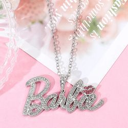 Barbie Letter Pendant Necklace Disney Barbie Princess Peripheral Neck Chain Jewelry Zircon Inlay Hip Hop Fashion Accesso