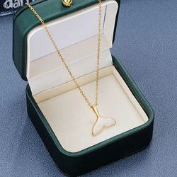 DIEYURO 316L Stainless Steel New White Shell Mermaid Tail Lucky Beautiful Pendant Necklace Valentine's Day Gift For Girl