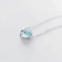 Huitan Romantic Mermaid Tail with Blue Stone Design Women's Pendant Necklace Fancy Neck Accessories for Party Girl Gift