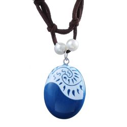 Fashion Jewelry Movie Charm Moana Ocean Rope Chain Necklaces Blue Stone Pendants Leather Suede Choker Necklace