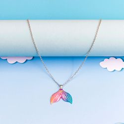Mermaid Necklace Acrylic Colorful Fishtail Pendant Necklaces For Women Girls
