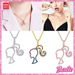 MINISO Boutique Barbie Necklace 925 Sterling Silver Hollow Necklace Anime Y2K Anime Girl Accessory Gift Peach Heart Tail