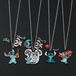 Lilo and Stitch Necklace Kawaii Anime Figures Angel Baking Varnish Pendant Fashion Jewelry Accessories Children Toy Gift
