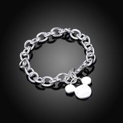 2020 mickey charms Bracelets For Women men Bijoux Femme Fashion Silver Plated Crude Ankle Bracelets Bangle Homme