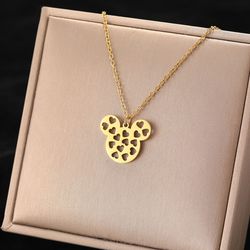 Stainless Steel Necklaces Heart Mickey Anime Pendant Choker Chain Non-fading High-quality Fashion Necklace For Women Jew