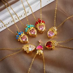 Princess Crown Charm Necklace Women Fashion Wedding Party Jewelry School Blair Crown Rapunzel Gold Plated Necklace Gift