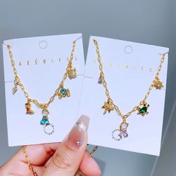 Trendy Design INS Style Fairy Tale Charms Women Necklace Chain Gold Color Cubic Zircon Pendant Jewelry