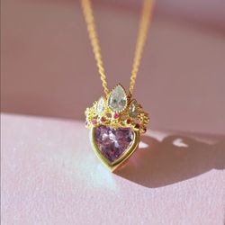 Rapunzel Crown Charm Necklace for Women Girls Gold Plated Princess Crown Necklace Wedding Geek Jewelry Rapunzel Accessor