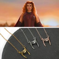 Marvel Superhero Wanda Scarlet Witch Cosplay Prop Wanda Helmet Pendant Necklace Movie Jewelry Accessories Gift
