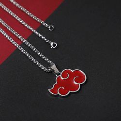 Japanese Anime Red Cloud Necklace for Women Men Enamel Akatsuki Organization Pendant Necklace Cosplay Otaku Jewelry Whol