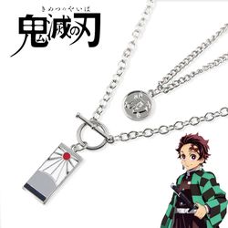 Anime Demon Slayer Tanjiro Necklace Multi-layer Collar Pendant Cool Style Punk Hundred Matching Necklace Creative Jewelr