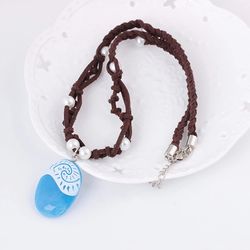 Romance Blue Stone Luminous Pendant Necklaces Polynesia Ocean Princess Moana Rope Chain Necklace Women Female Fashion Je