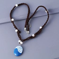 1Pc Moana Ocean Rope Chain Women Necklaces Blue Stone Necklaces & Pendants Leather Suede Choker Necklace For Girls Jewel