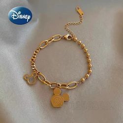Disney Mickey 2024 New Fashion Women's Bracelet Luxury Brand Women's Jewelry Bracelet Cartoon Cute Couple Accessories Gi