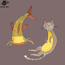 cat and the catfish png design