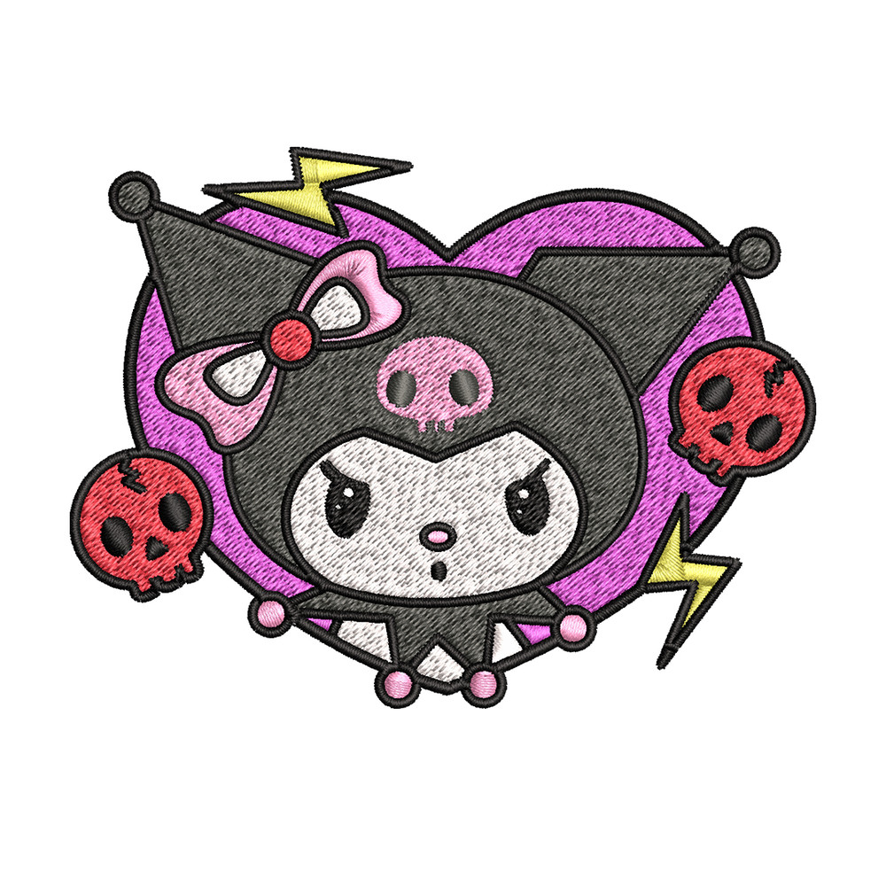 Kuromi Embroidery design, Hello Kitty Embroidery, cartoon design, Embroidery File, cartoon shirt, Digital download.jpg