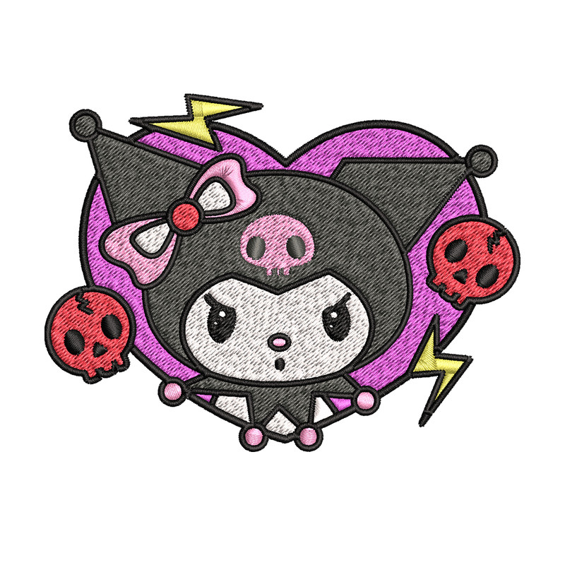 Kuromi Embroidery design, Hello Kitty Embroidery, cartoon design, Embroidery File, cartoon shirt, Digital download.jpg