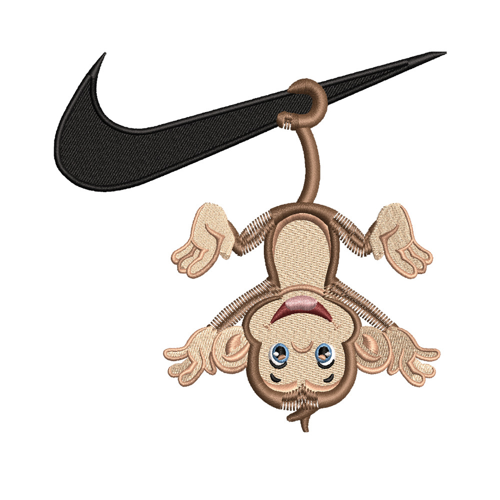Monkey Nike logo embroidery design, Monkey Nike embroidery, Nike design, logo shirt, Embroidery file, Instant download..jpg