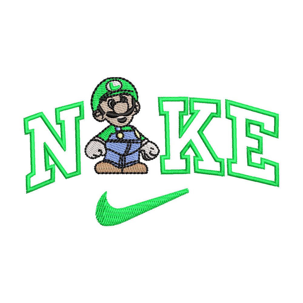Nike mario green embroidery design, Mario embroidery, Nike design, Embroidery shirt, Embroidery file, Digital download.jpg
