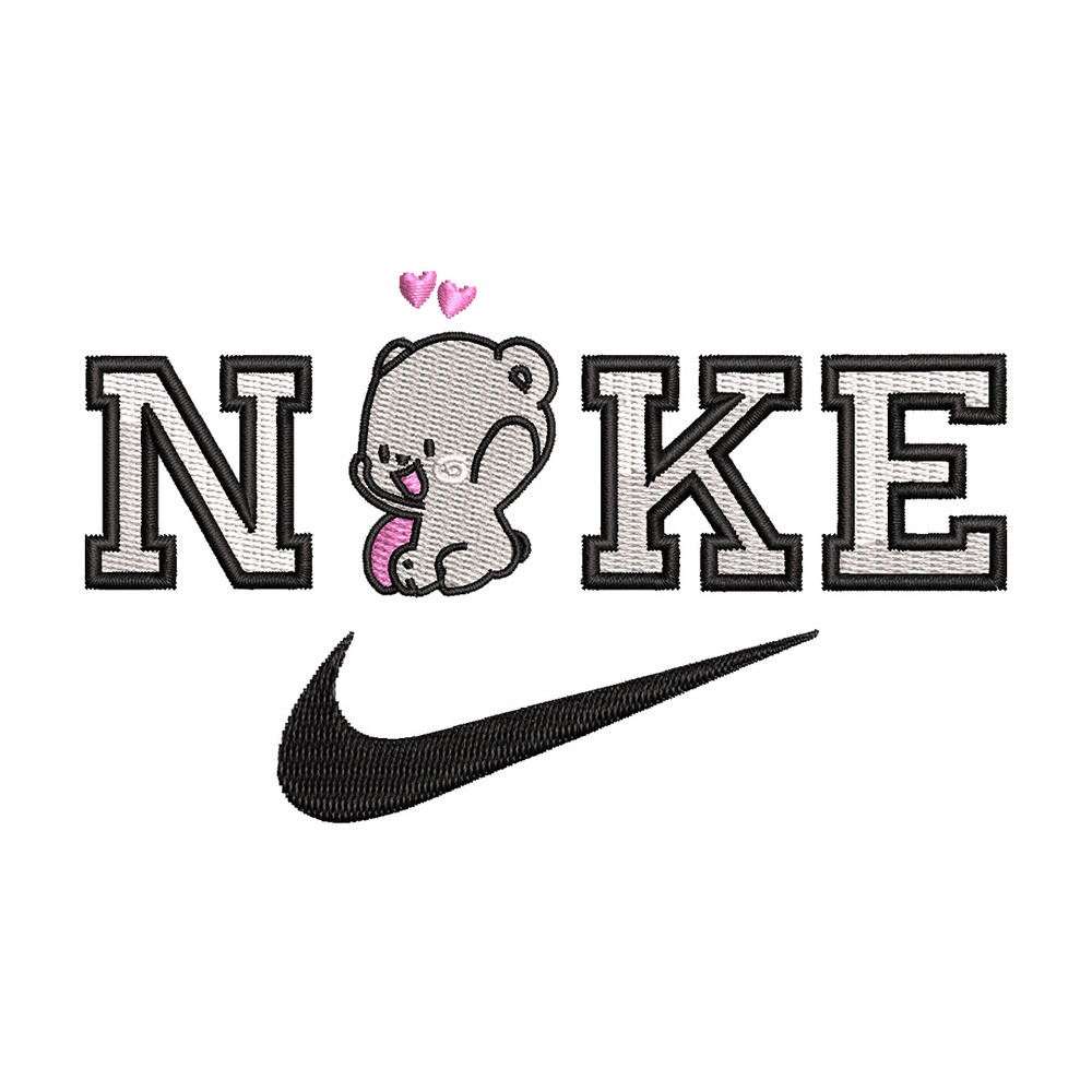 Nike x bear cute embroidery design, Bear embroidery, Nike design, Embroidery shirt, Embroidery file, Digital download.jpg