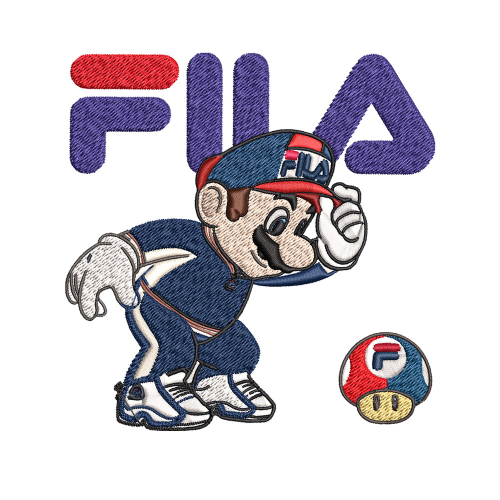 Super Mario Fila Embroidery design, Super Mario Embroidery, cartoon design, Embroidery File, Fila logo, Instant download.jpg