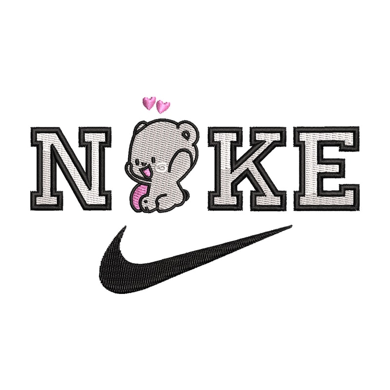 Nike x bear cute embroidery design, Bear embroidery, Nike design, Embroidery shirt, Embroidery file, Digital download.jpg
