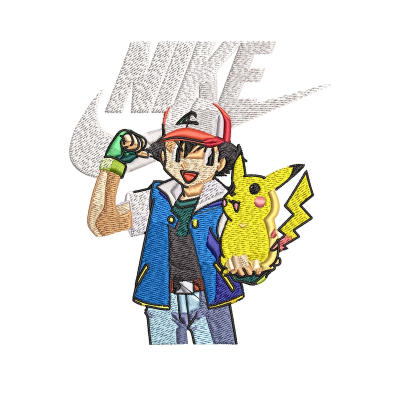 Satoshi and pikachu Nike Embroidery design, Pokemon Nike Embroidery, Nike design, Embroidery file, Instant download..jpg