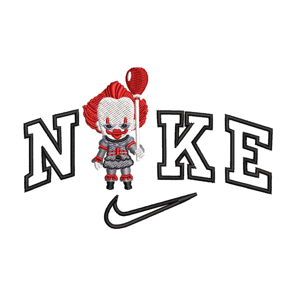 Nike pennywise embroidery design, Horror embroidery, Nike design, Embroidery shirt, Embroidery file, Digital download.jpg