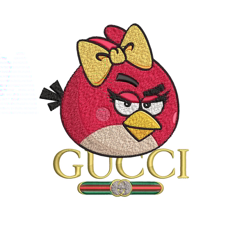 Girl Bird gucci Embroidery design, Angry Birds Embroidery, cartoon design, Embroidery File, logo shirt, Instant download.jpg