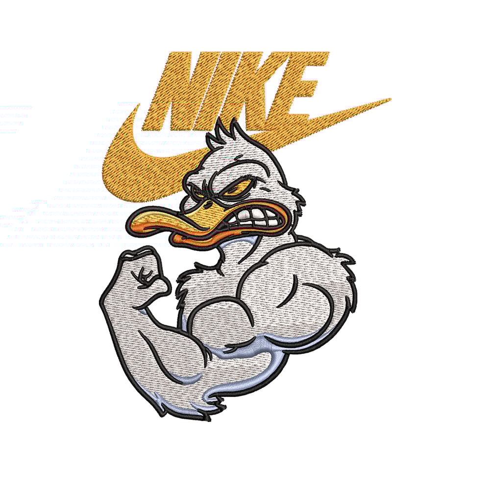 Strong Duck Stock Illustration Nike Embroidery design, cartoon Embroidery, Nike design, logo shirt, Instant download..jpg