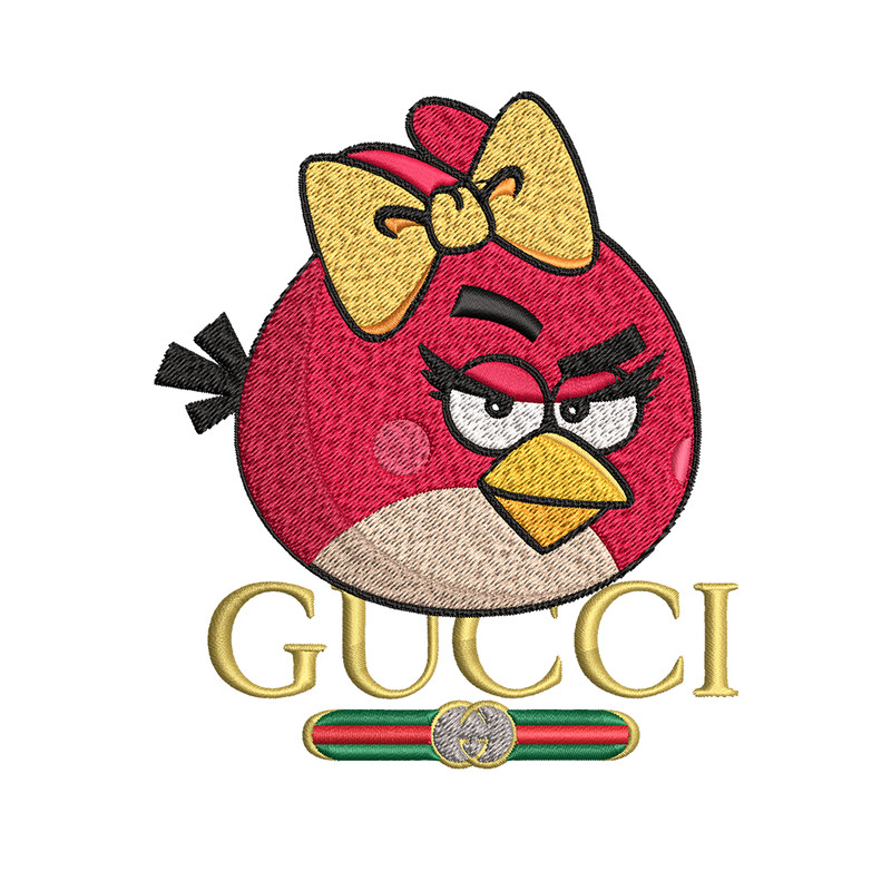 Girl Bird gucci Embroidery design, Angry Birds Embroidery, cartoon design, Embroidery File, logo shirt, Instant download.jpg
