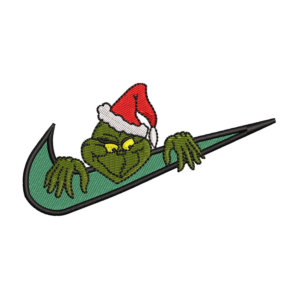 Nike x grinch embroidery design, Chrismas embroidery, Nike design, Embroidery shirt, Embroidery file,Digital download.jpg