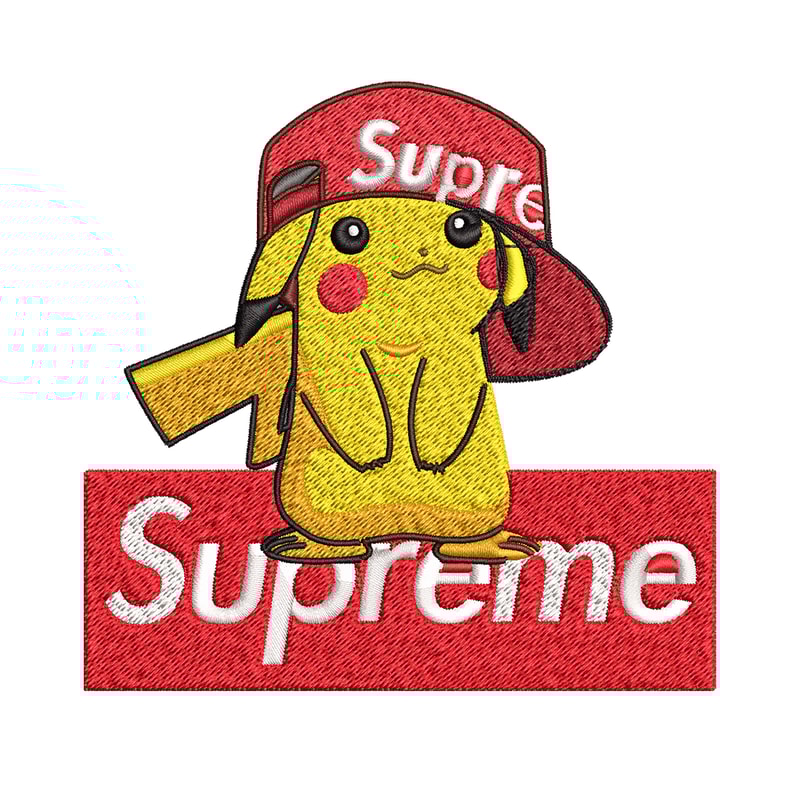Supreme Pikachu Embroidery design, Pokemon Embroidery, anime design, Embroidery File, anime shirt, Digital download..jpg