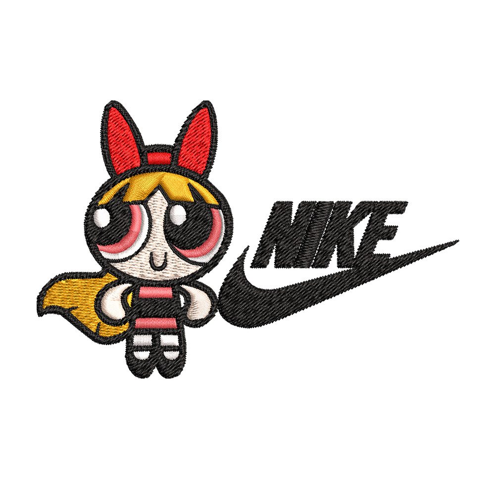 Blossom Nike Embroidery design, Powerpuff Girls cartoon Embroidery, Nike design, Embroidery file, Instant download..jpg