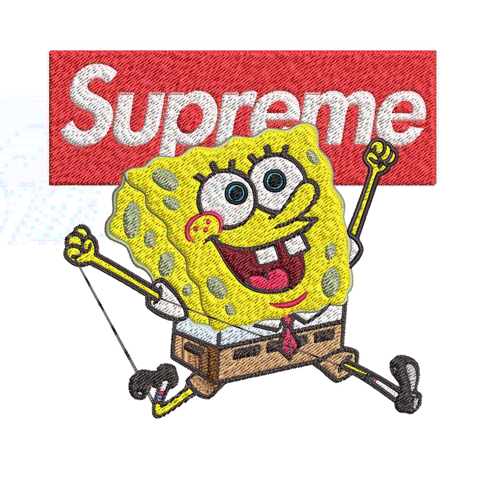Spongebob Squarepants Supreme Embroidery design, Spongebob Embroidery, cartoon design, Embroidery File, Digital download.jpg