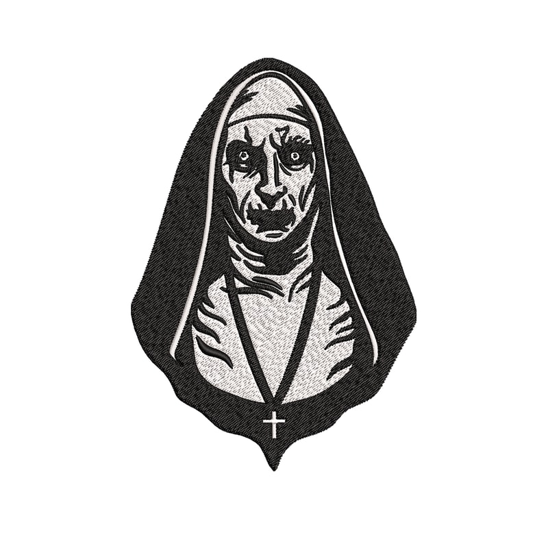 The Nun Embroidery design, The Nun logo Embroidery, Horror design, Embroidery File, logo shirt, Digital download..jpg
