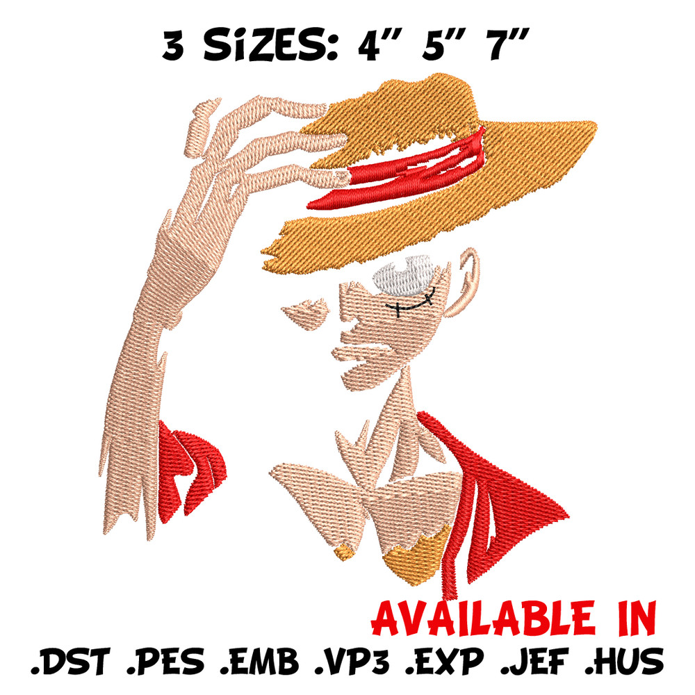 Monkey D. Luffy embroidery design, One Piece embroidery, embroidery file, anime design, anime shirt, Digital download.jpg