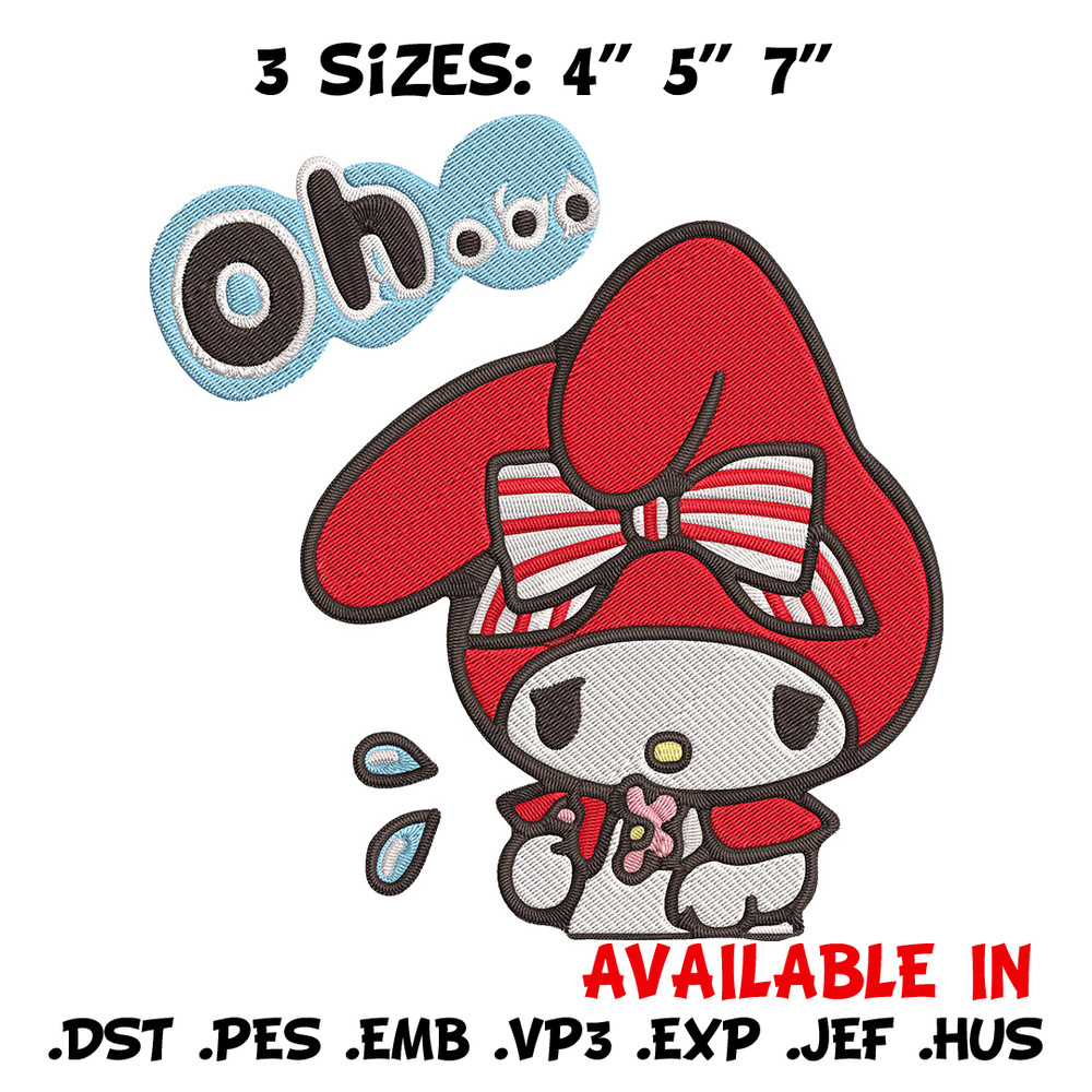 My Melody sad Embroidery Design, Hello kitty Embroidery, Embroidery File, Anime Embroidery, Digital download.jpg