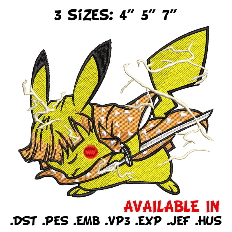 Pikachu Zenitsu embroidery design, Pokemon embroidery, embroidery file, anime design, anime shirt, Digital download.jpg