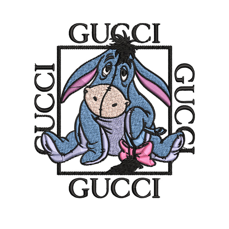 Eeyore Gucci Embroidery design, winnie the pooh Embroidery, cartoon design, Embroidery File, Instant download..jpg