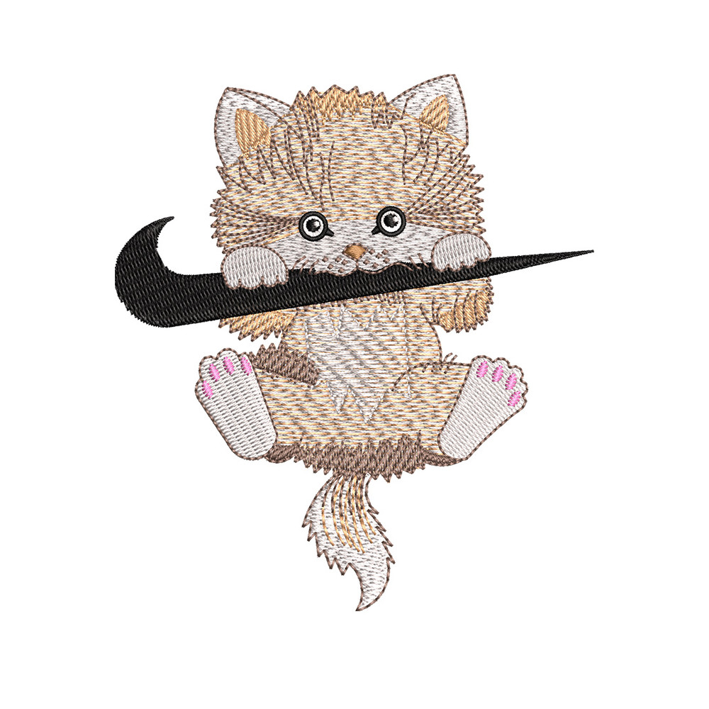 Nike cat cute embroidery design, Cat embroidery, Nike design, Embroidery shirt, Embroidery file, Digital download.jpg